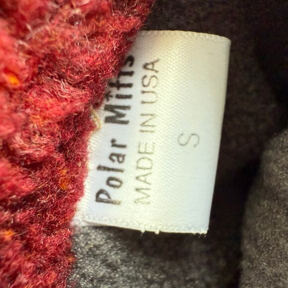 Vtg 80s Mittens Cottagecore Sherpa Fleece Floral Trim Polar Mitts Made in USA S - Picture 3 of 5